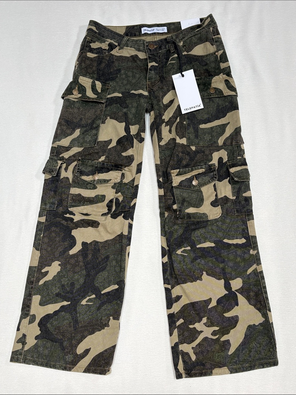 Streetwear Jeans CAMO  with Geometry print, stars and Paisley - Size 9/29